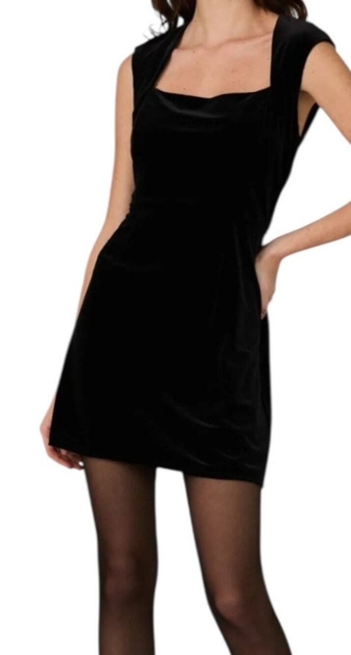 French Connection dress Stretch Velvet Square Neck Sleeveless minidress size 12